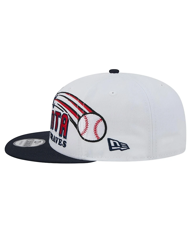 New Era Men's White Atlanta Braves Retro Sweep 9FIFTY Snapback Hat