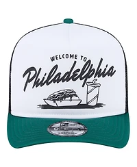 New Era Men's White/Midnight Green Philadelphia Eagles Foodie 9FIFTY A-Frame Trucker Snapback Hat