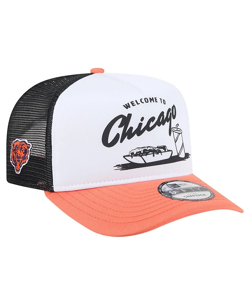 New Era Men's White/Orange Chicago Bears Foodie 9FIFTY A-Frame Trucker Snapback Hat