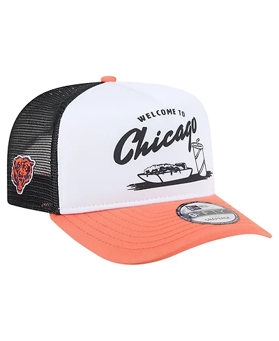 New Era Men's White/Orange Chicago Bears Foodie 9FIFTY A-Frame Trucker Snapback Hat