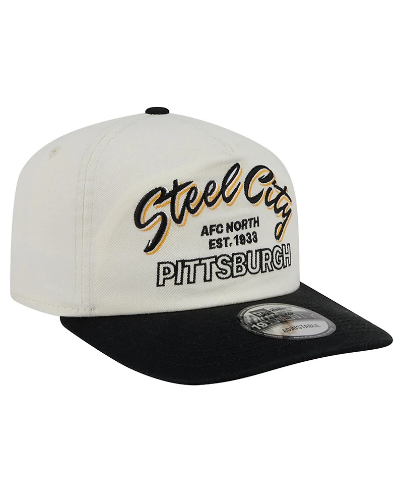 New Era Men's Cream Pittsburgh Steelers Script 19TWENTY Adjustable Hat