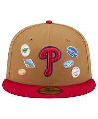 New Era Men's Tan Philadelphia Phillies Fruit Sticker 59FIFTY Fitted Hat