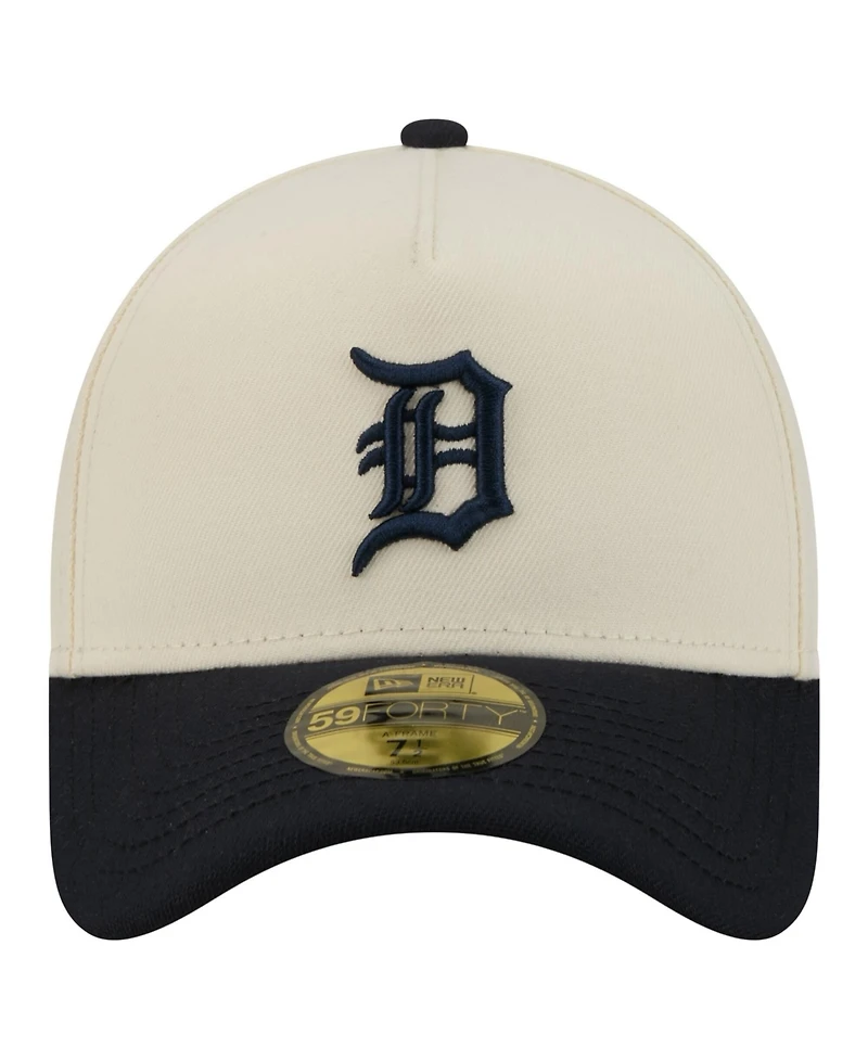 New Era Men's Cream Detroit Tigers Chrome A-Frame 59FORTY Fitted Hat