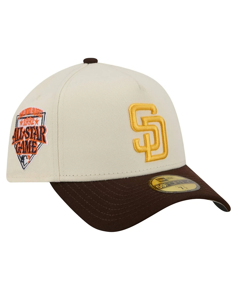 New Era Men's Cream San Diego Padres Chrome A-Frame 59FORTY Fitted Hat