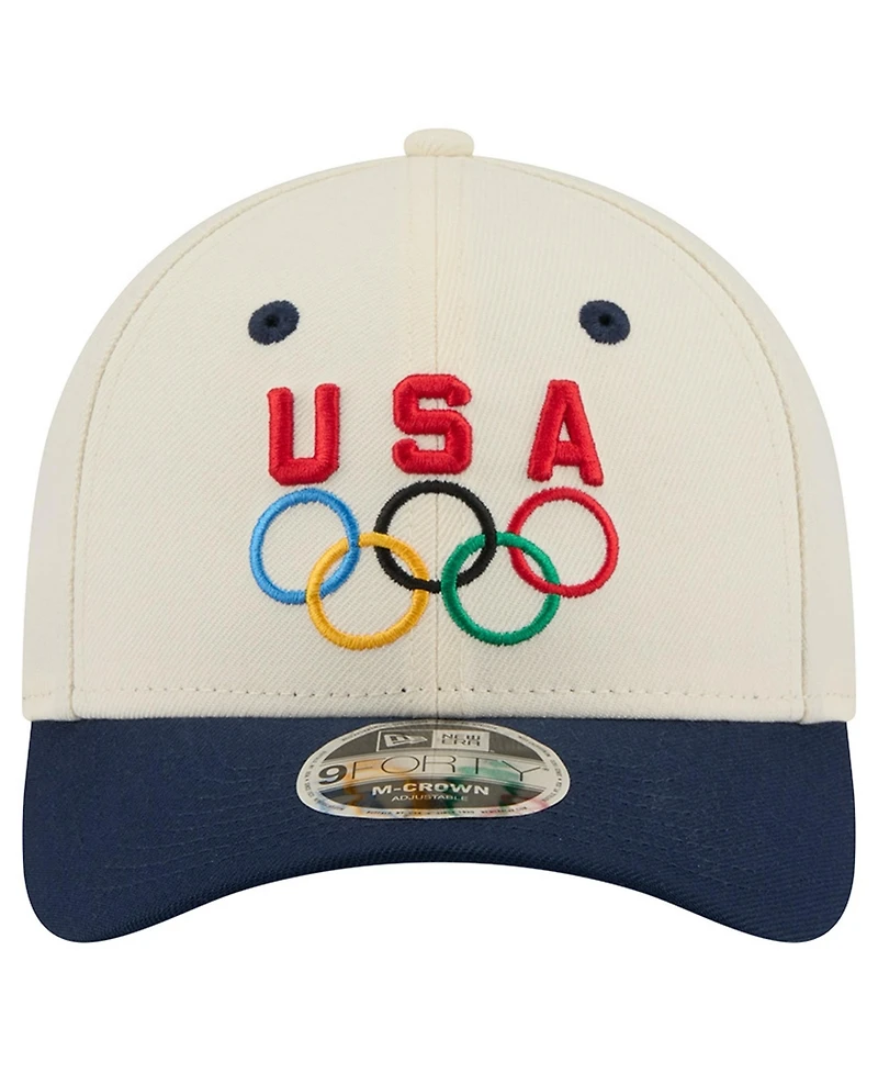 New Era Men's Cream/Navy Team Usa 9FORTY M-Crown Adjustable Hat
