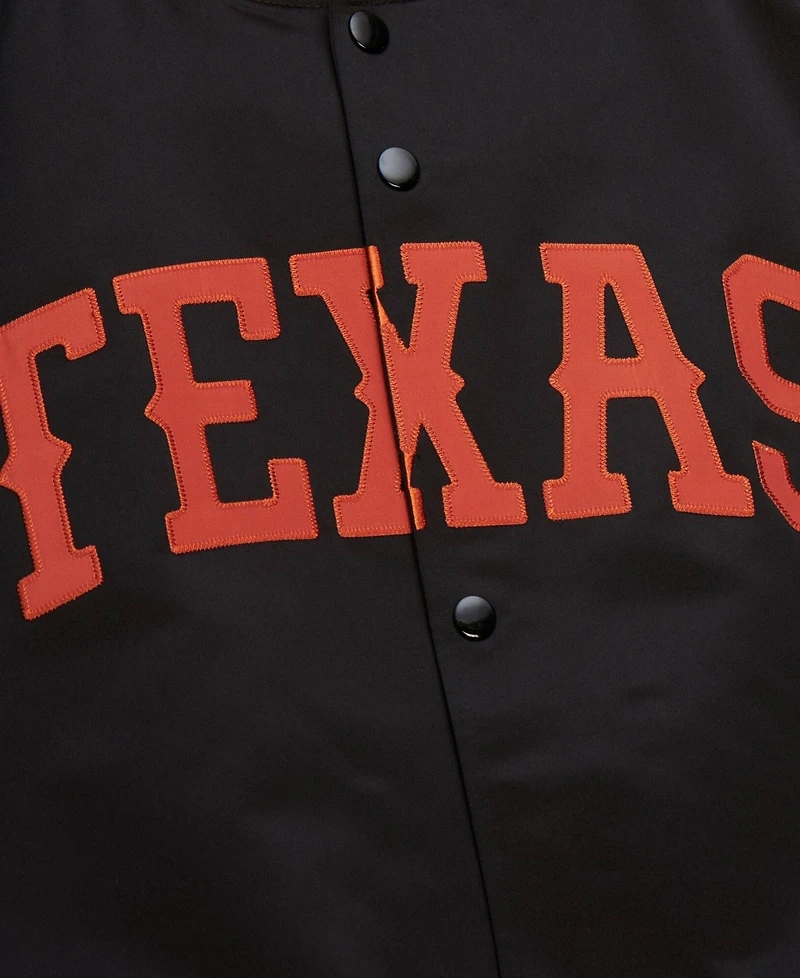 Mitchell & Ness Texas Longhorns Black Satin Raglan Full-Snap Jacket