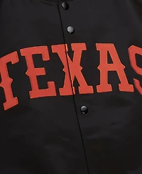 Mitchell & Ness Texas Longhorns Black Satin Raglan Full-Snap Jacket