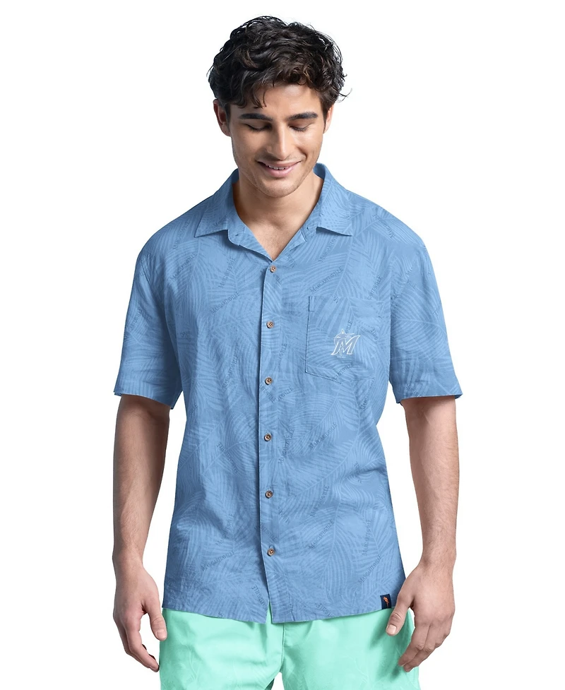 Margaritaville Men's Blue Miami Marlins Linen Party Button-Up Shirt