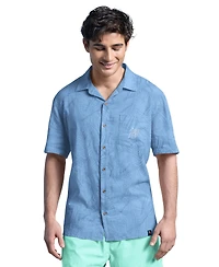 Margaritaville Men's Blue Miami Marlins Linen Party Button-Up Shirt