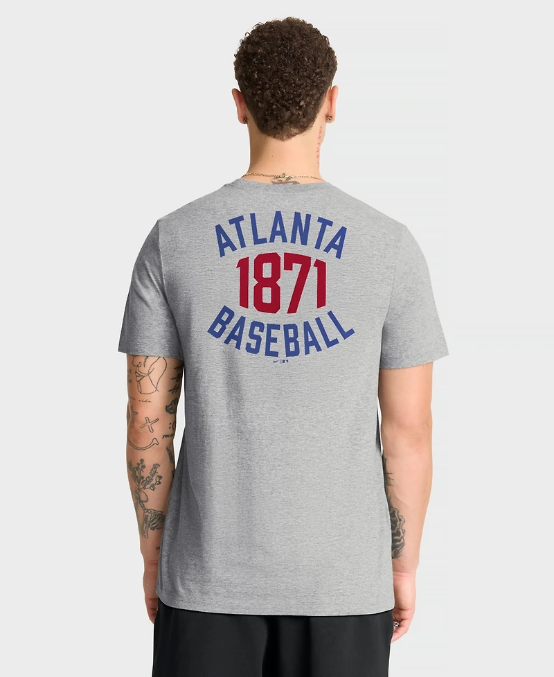 Nike Men's Heather Gray Atlanta Braves Cooperstown 2-Hit T-Shirt