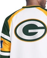 Starter Men's White Green Bay Packers Infield Play Raglan Pullover Jacket