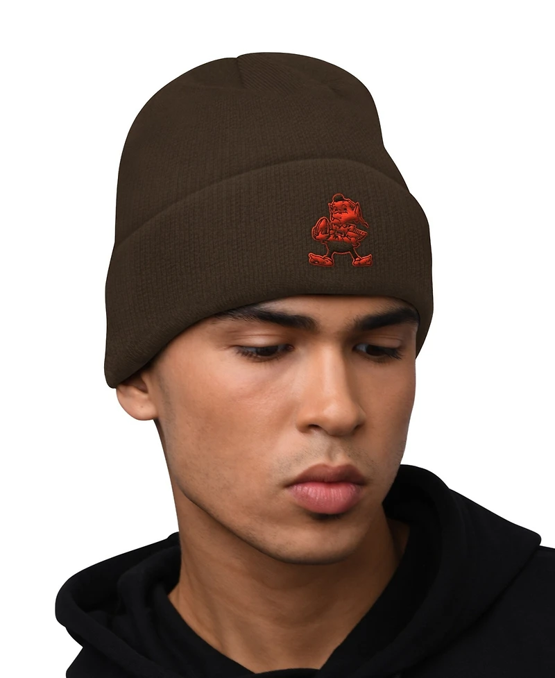 Starter Men's Brown Cleveland Browns Hoodie and Cuffed Knit Hat Combo Pack