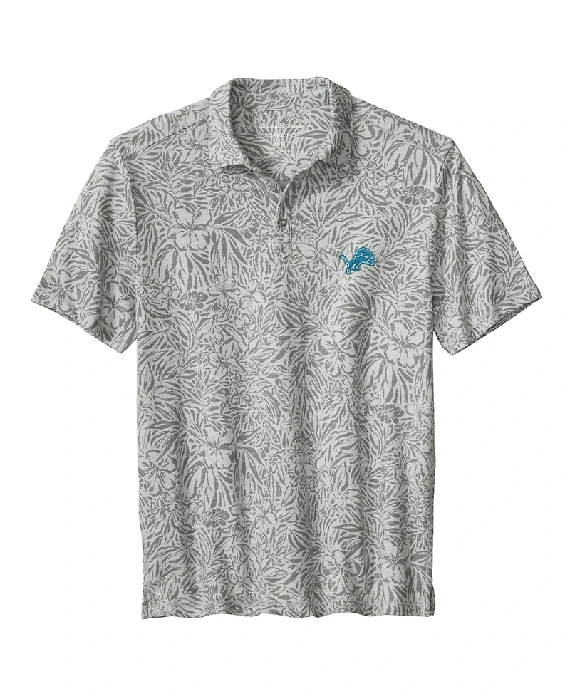 Tommy Bahama Men's Gray Detroit Lions IslandZone Wild Hibiscus Tri-Blend Polo Shirt