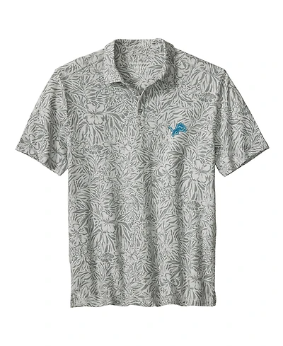 Tommy Bahama Men's Gray Detroit Lions IslandZone Wild Hibiscus Tri-Blend Polo Shirt