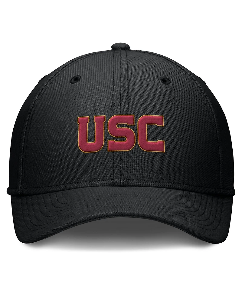 Nike Men's Black Usc Trojans Rise Swoosh Dri-fit Flex Hat