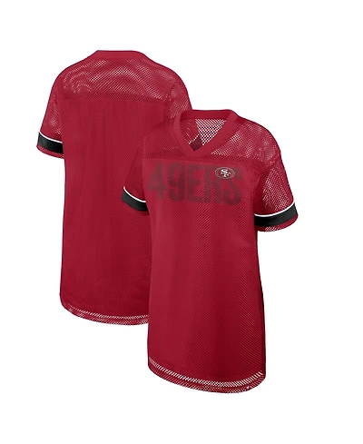 Fanatics Women's San Francisco 49ers Oversized Mesh Team First Deep Route V-Neck Dress