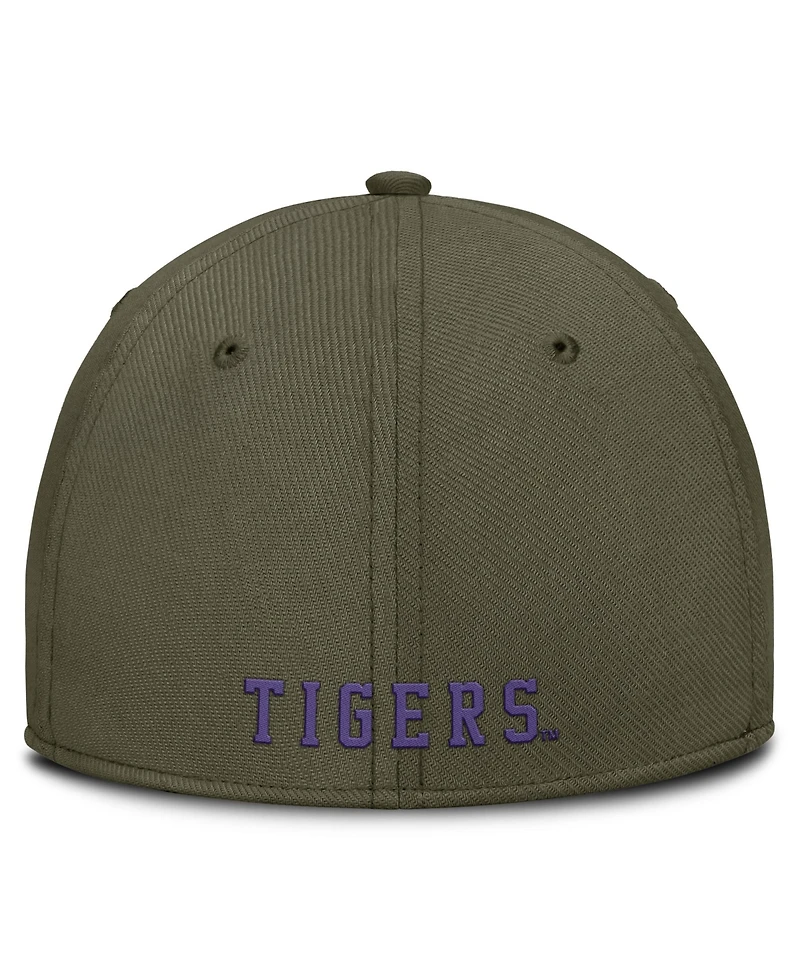 Nike Men's Olive Lsu Tigers Primetime SwooshFlex Dri-fit Hat