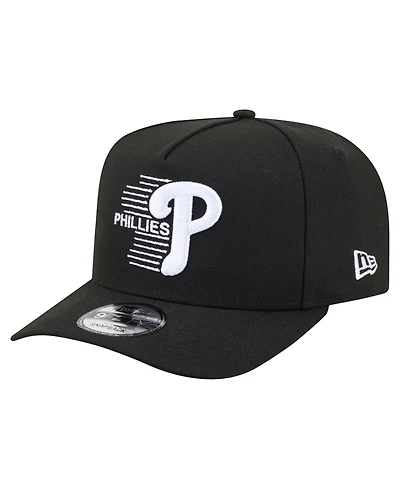 New Era Men's Black Philadelphia Phillies Motion A-Frame 9FIFTY Snapback Hat