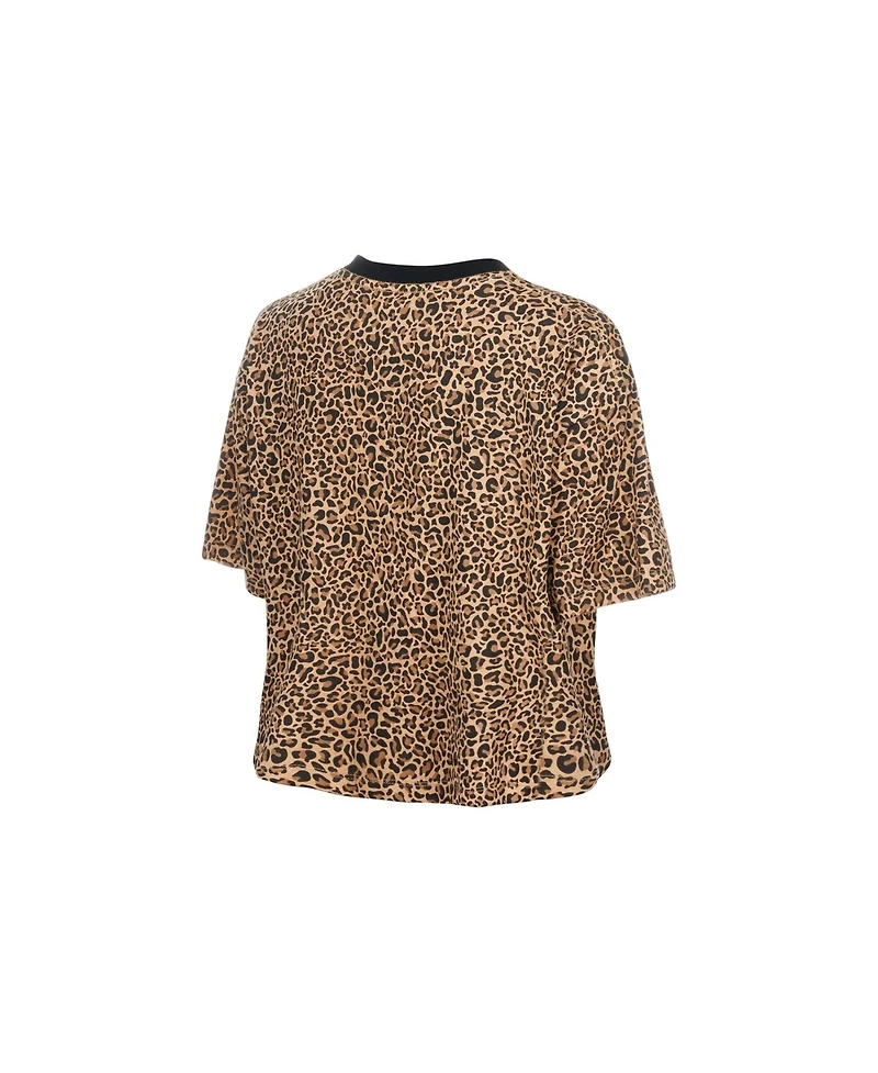 New Era Women's York Mets Leopard-Print Cropped Cotton T-Shirt