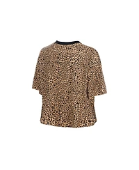 New Era Women's York Mets Leopard-Print Cropped Cotton T-Shirt