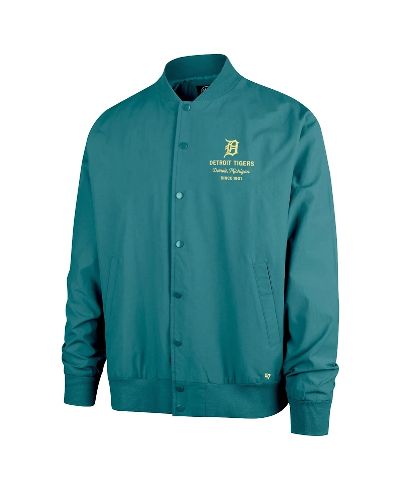 47 Brand Men's Hunter Green Detroit Tigers Anderson Twill Full-Snap Bomber Jacket