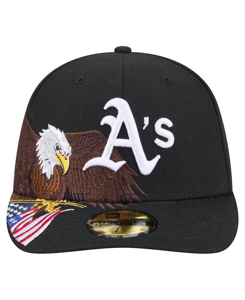 New Era Men's Black Athletics Americana Bald Eagle Pre-Curved 59FIFTY Fitted Hat