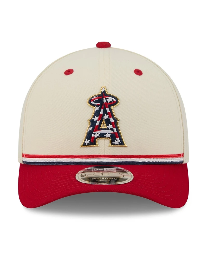 New Era Big Boys and Girls Cream/Red Los Angeles Angels Usa 250 9FORTY M-Crown Adjustable Hat