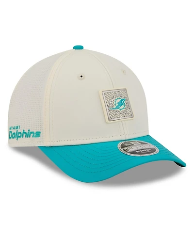 New Era Men's Cream/Aqua Miami Dolphins 2026 Nfl Training Camp 9FORTY Adjustable Hat