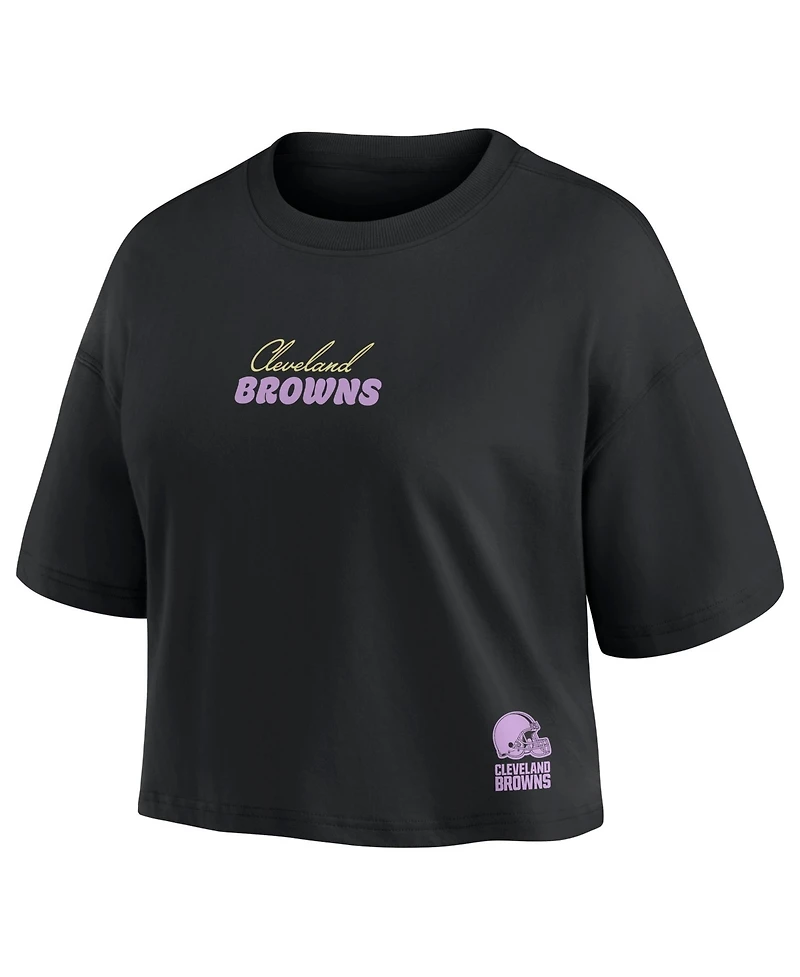 Fanatics Women's Cleveland Browns Shedeur Sanders Cropped Relaxed-Fit T-Shirt