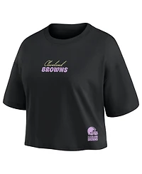 Fanatics Women's Cleveland Browns Shedeur Sanders Cropped Relaxed-Fit T-Shirt
