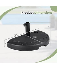 Costway Half Round Patio Umbrella Base with Pattern and Handle Fits 1.5"-1.9" Pole Diameters