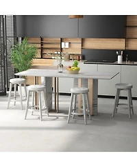 Gouun Set of 2 Upholstered Counter-Height Swivel Bar Stools