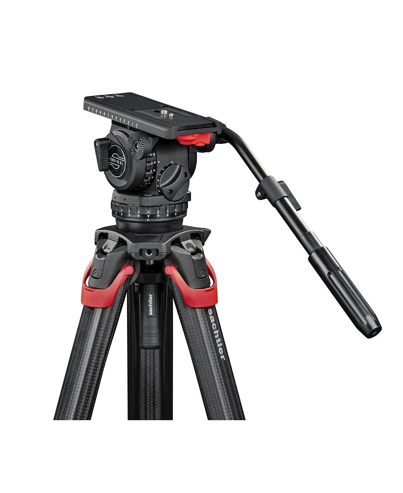 Sachtler Video 18 S2 Fluid Head with flowtech 100 3-Section Carbon Fiber Tripod, Mid-Level Spreader