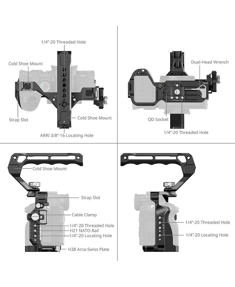 SmallRig HawkLock Quick Release Full Cage Kit for Sony Alpha 7R V/7 Iv/7S Iii/7 V Camera