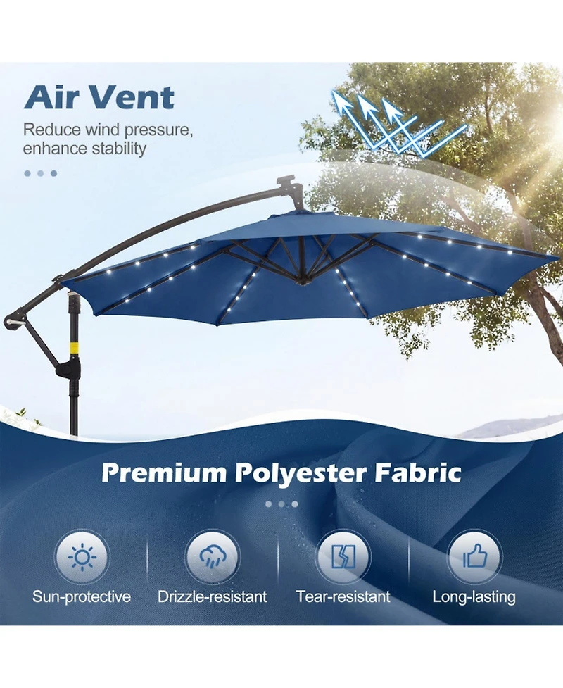 Gouun 10-Foot Solar Led Offset Cantilever Patio Umbrella