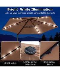 Gouun 10 Feet Cantilever Patio Umbrella with Solar Led Lights