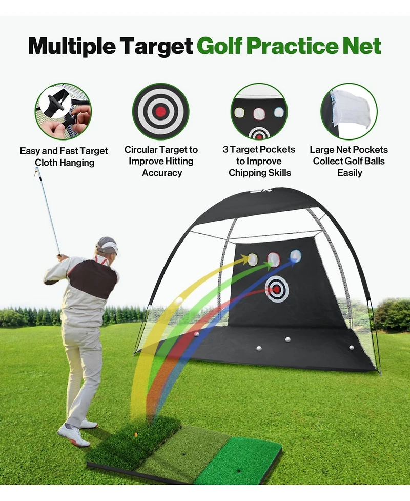 Aofar Golf Practice Net Hitting Driving Chipping Indoor Outdoor Mat Balls Gift 10 X 7feet