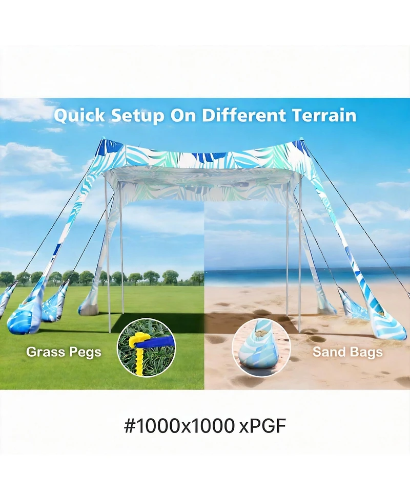 Aofar Beach Tent Sun Shelter Uv Protection Sandbags Portable Shade camping