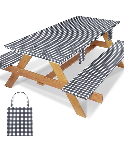 Piscifun Waterproof Fitted Picnic Table Cover With Bench Covers Elastic Camping Outdoor