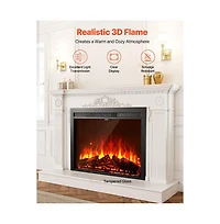 Slickblue Recessed Electric Fireplace Insert Wall Mounted Heater with Adjustable Flames