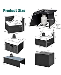 Gouun 9-Piece Weatherproof Outdoor Patio Conversation Set with 30 in 50,000 Btu Propane Fire Pit Table