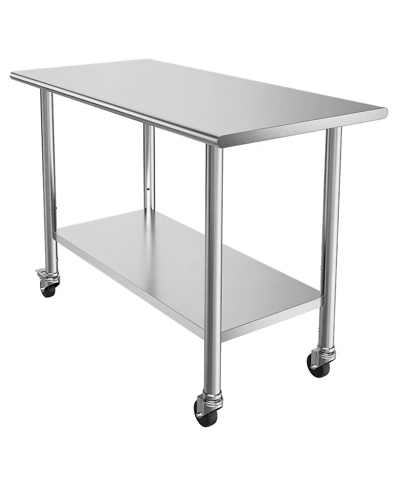 Hongge Mobile Stainless Steel Food Prep Table with Lockable Casters