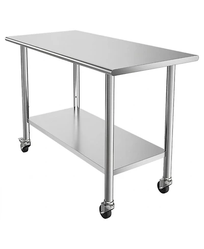Hongge Mobile Stainless Steel Food Prep Table with Lockable Casters