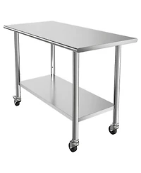 Hongge Mobile Stainless Steel Food Prep Table with Lockable Casters