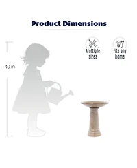Yobtop Ceramic Bird Bath Outdoor - 12.4" Diameter Pedestal Birdbath, Backyard Patio Yard Wild Bird Water Feeder Decor