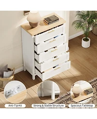 homfan 42.9" Tall Fluted 5-Drawer Dresser, Wooden Clothes Storage Organizer and Tv Stand for Bedroom