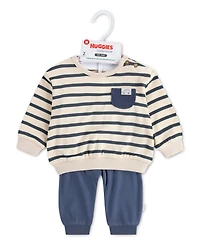 Huggies Baby Boys' Striped Long-Sleeve Top and Pants, 2-Piece Set