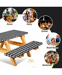 Piscifun Fitted Picnic Table And Bench Covers Waterproof Windproof Elastic Edges For Outdoor Camping