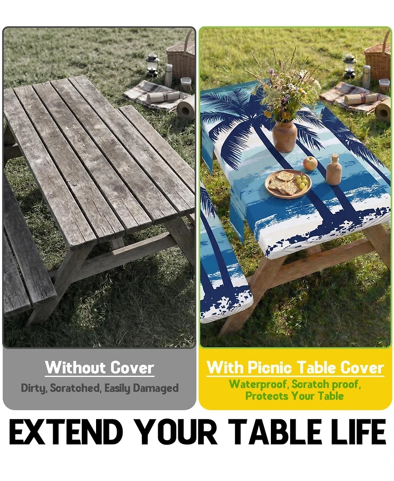 Piscifun Waterproof Picnic Table Cover With Bench Covers Set For Camping Outdoor Travel