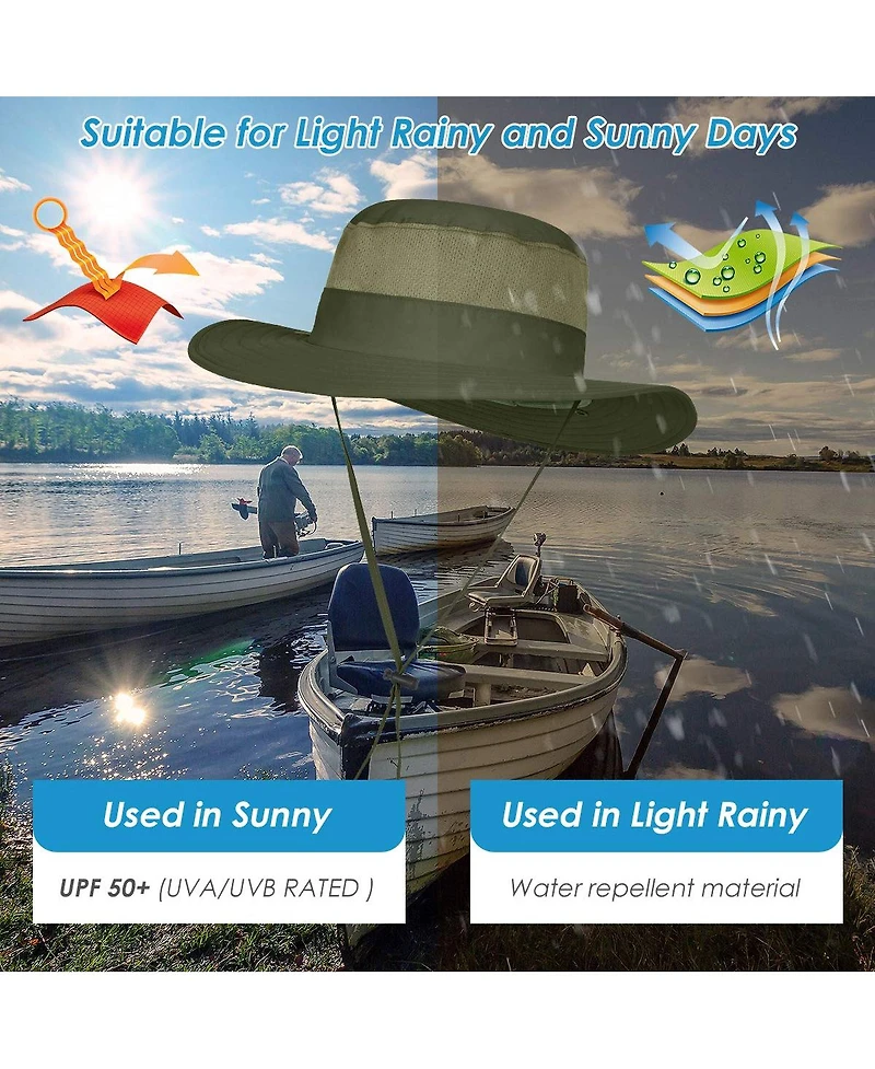 Piscifun Men's Outdoor Sun Hat Wide Brim Upf 50+ Face Neck Flap Fishing Hiking Gardening